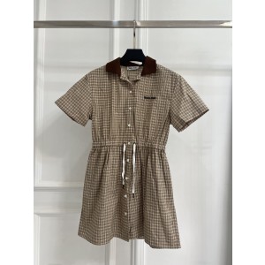 miumiu 미우미우 체크 반팔 셔츠 원피스 의류