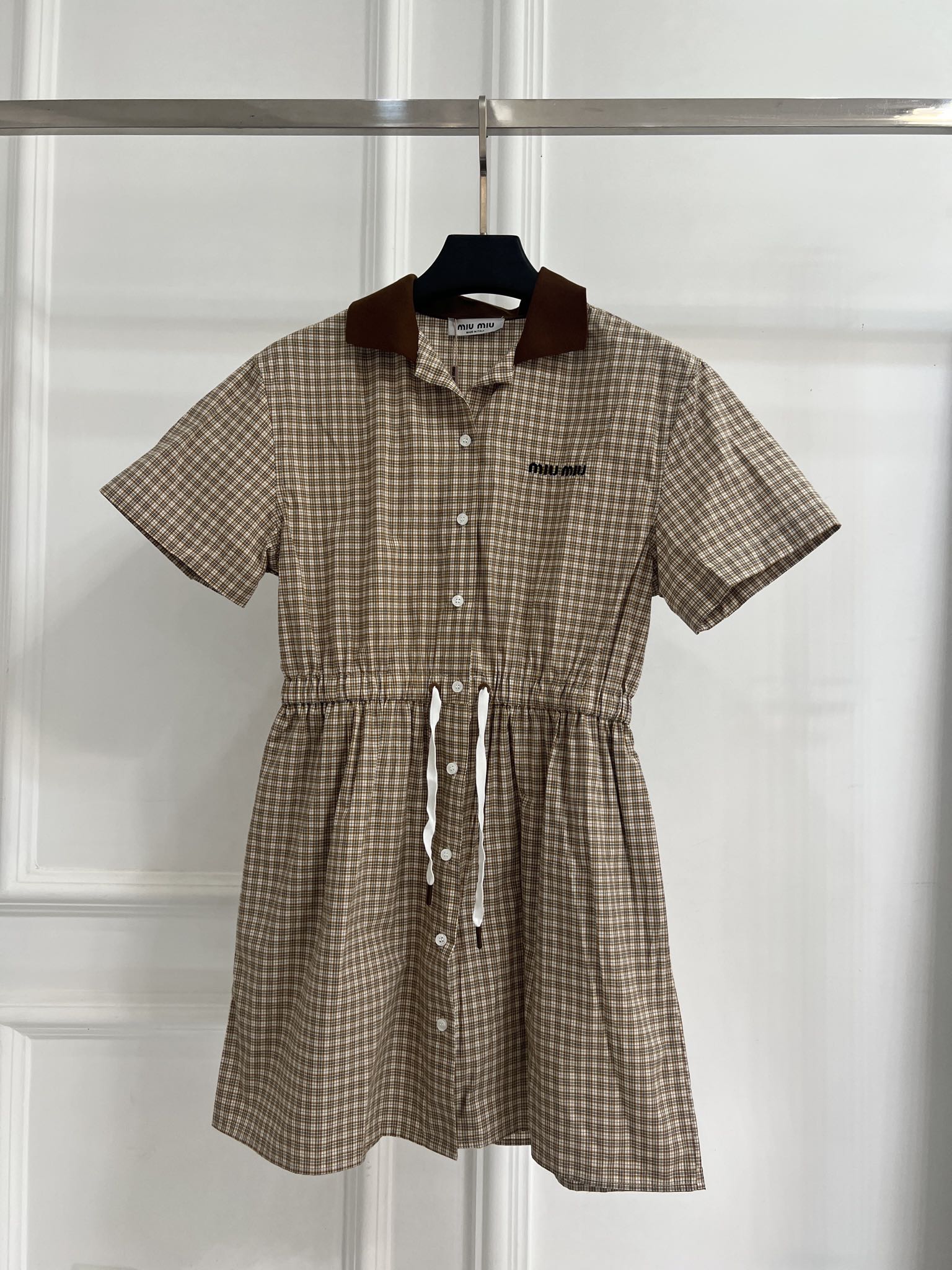 miumiu 미우미우 체크 반팔 셔츠 원피스 의류