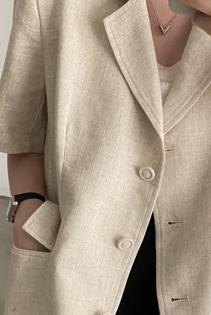 2025 여성 오버핏 시원한 린넨 자켓