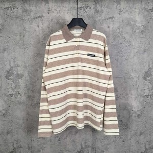 MiuMiu 미우미우 스트라이프 카키 폴로 긴팔 티셔츠 의류