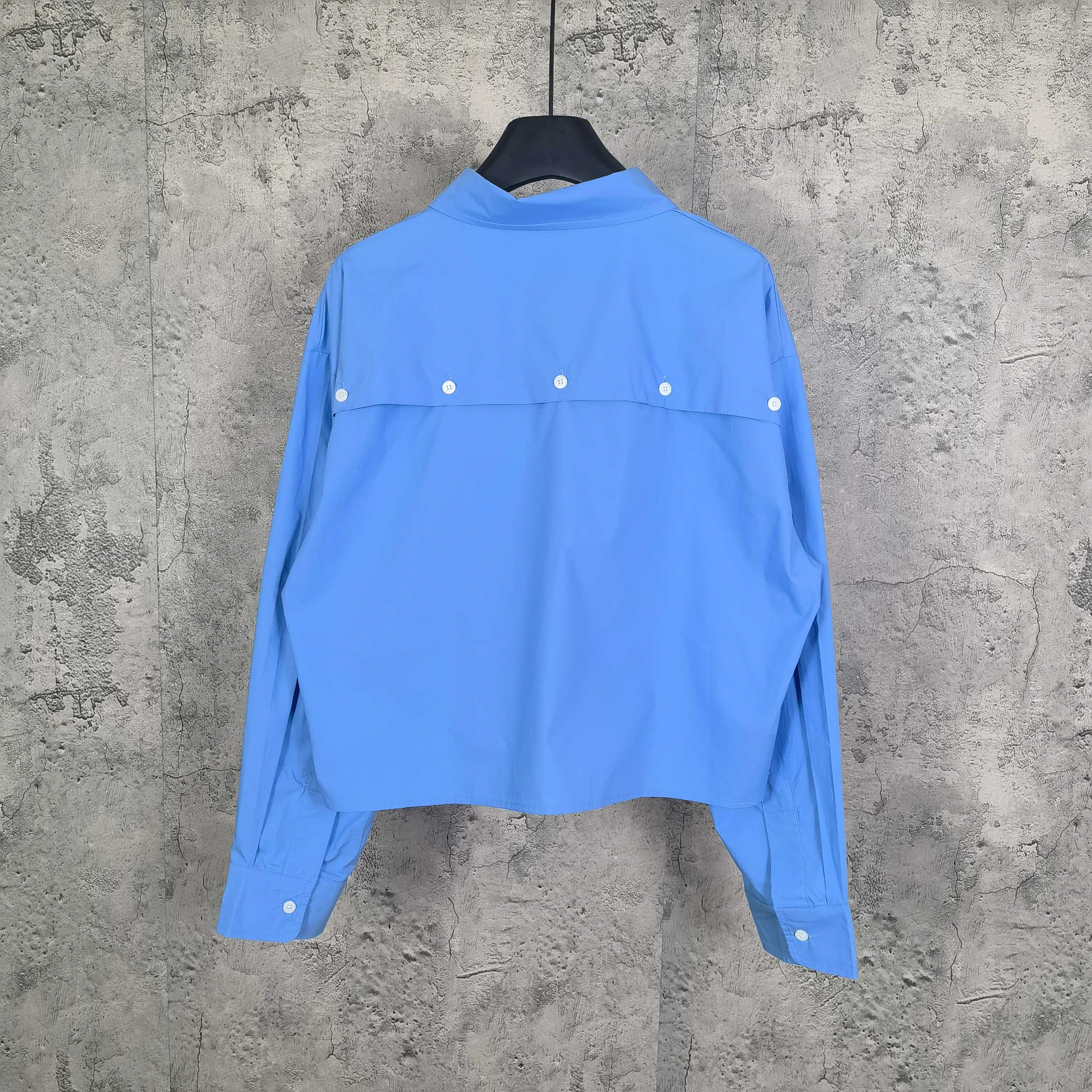 MiuMiu 미우미우 여성용 로고 자수 포플린 숏 셔츠 의류