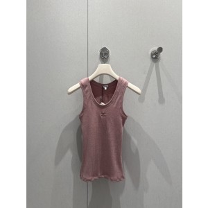 Loewe 로에베 로고 자수 슬림핏 민소매 니트 나시 의류