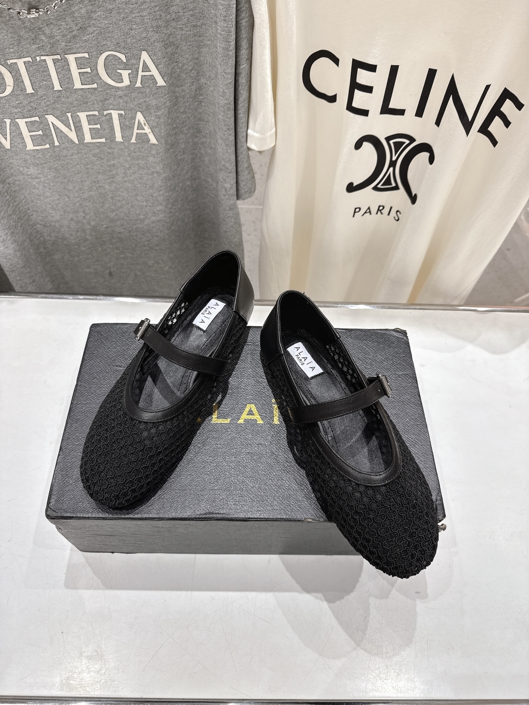 ALAIA 알라이아 메쉬 발레리나 플랫 슈즈 신발