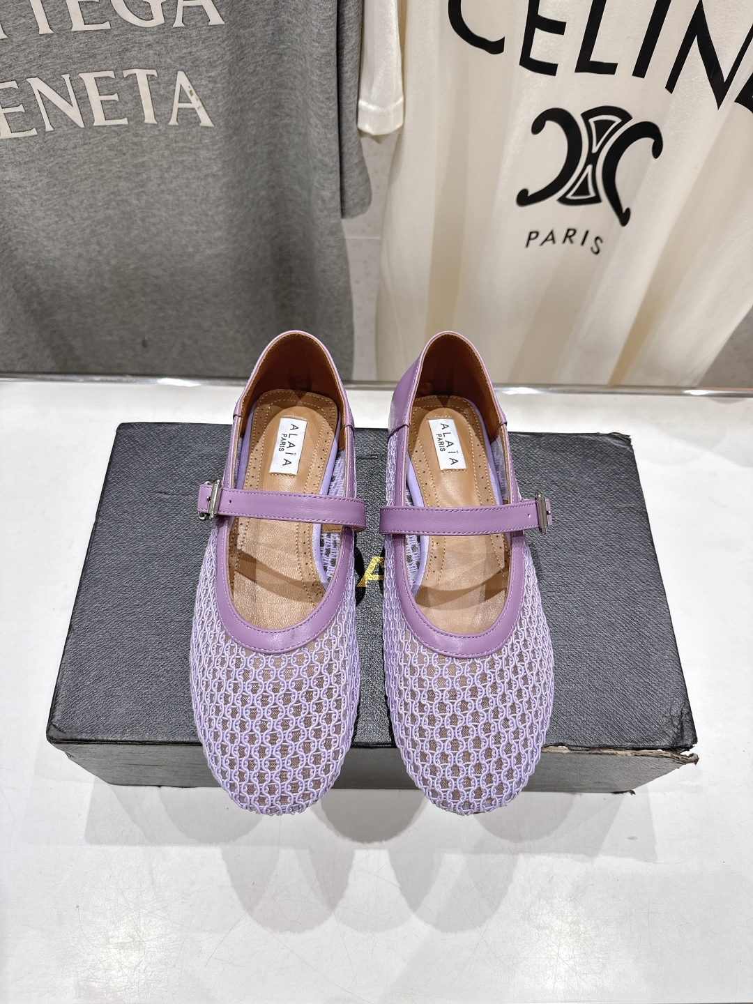 ALAIA 알라이아 메쉬 발레리나 플랫 슈즈 신발