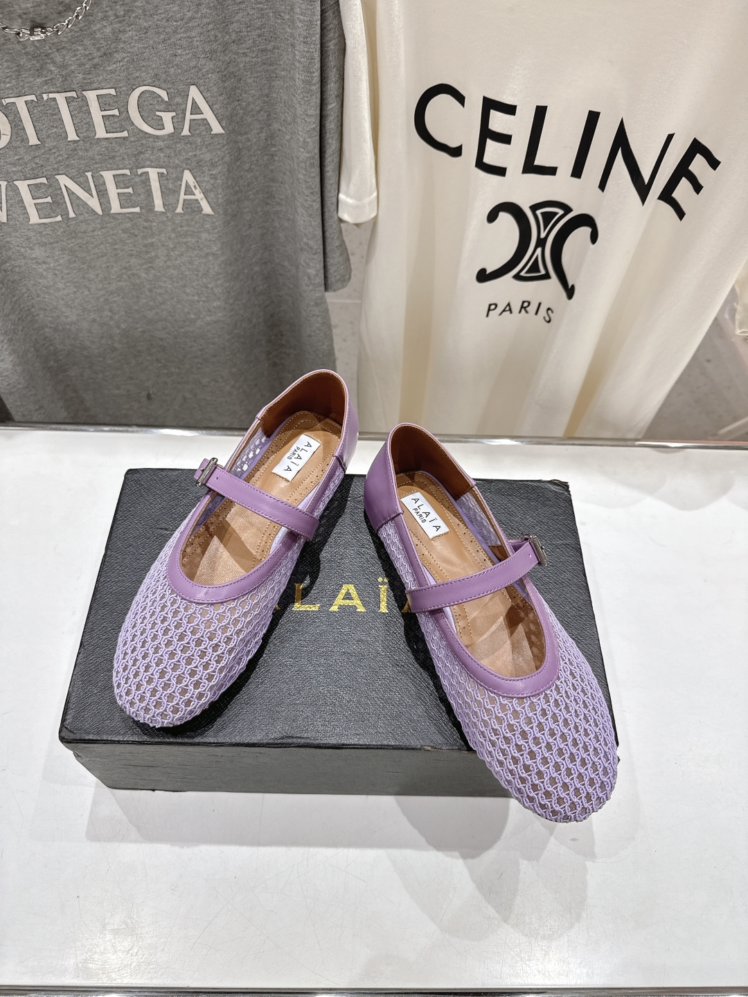 ALAIA 알라이아 메쉬 발레리나 플랫 슈즈 신발