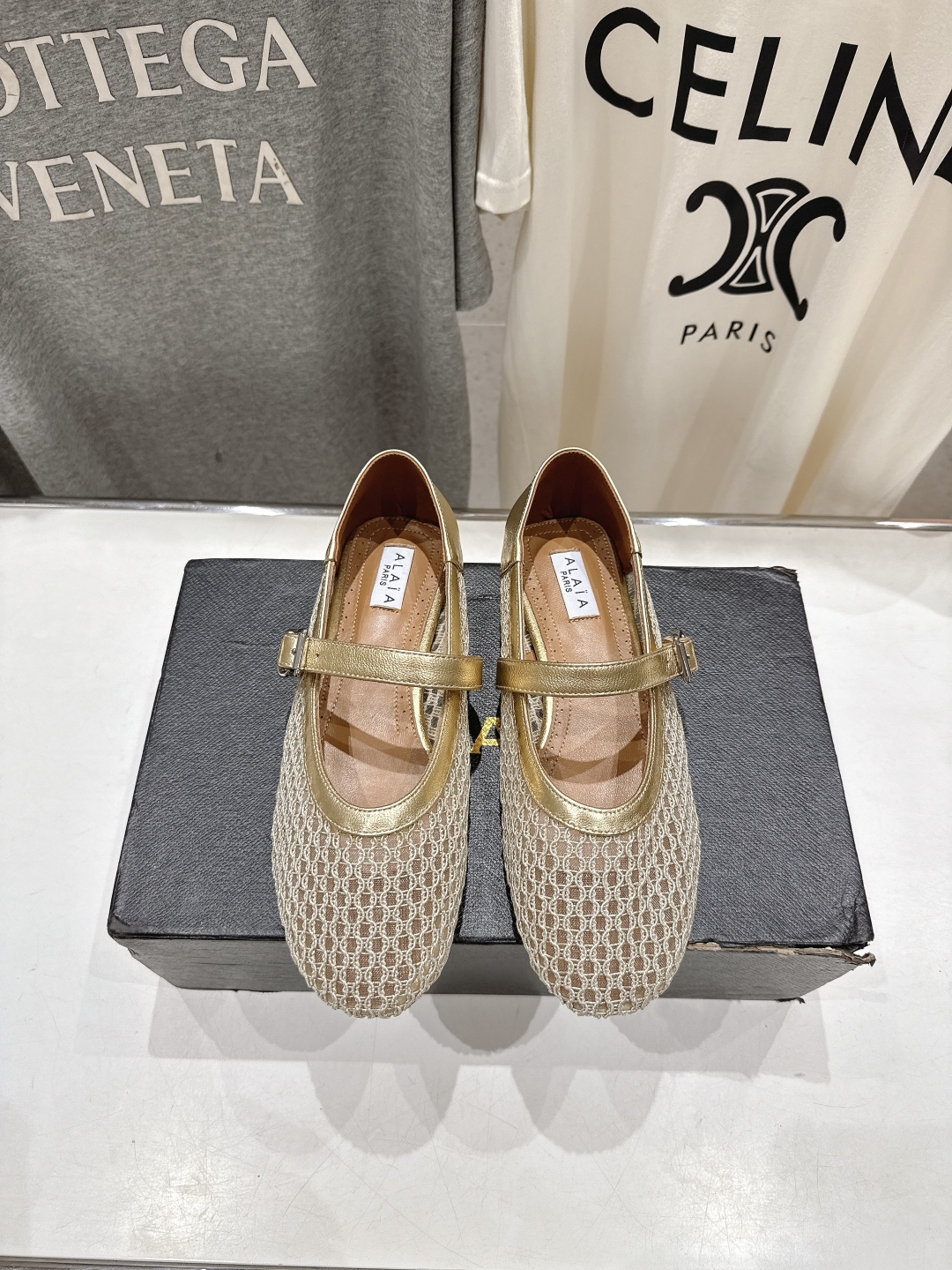 ALAIA 알라이아 메쉬 발레리나 플랫 슈즈 신발