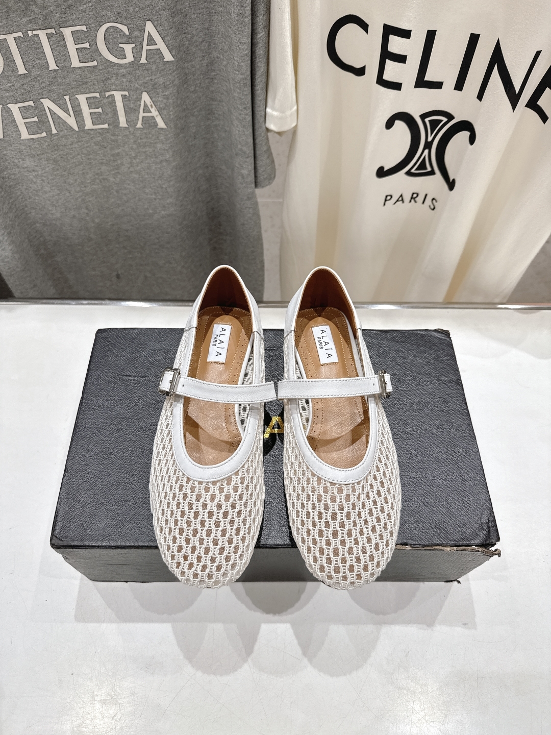 ALAIA 알라이아 메쉬 발레리나 플랫 슈즈 신발