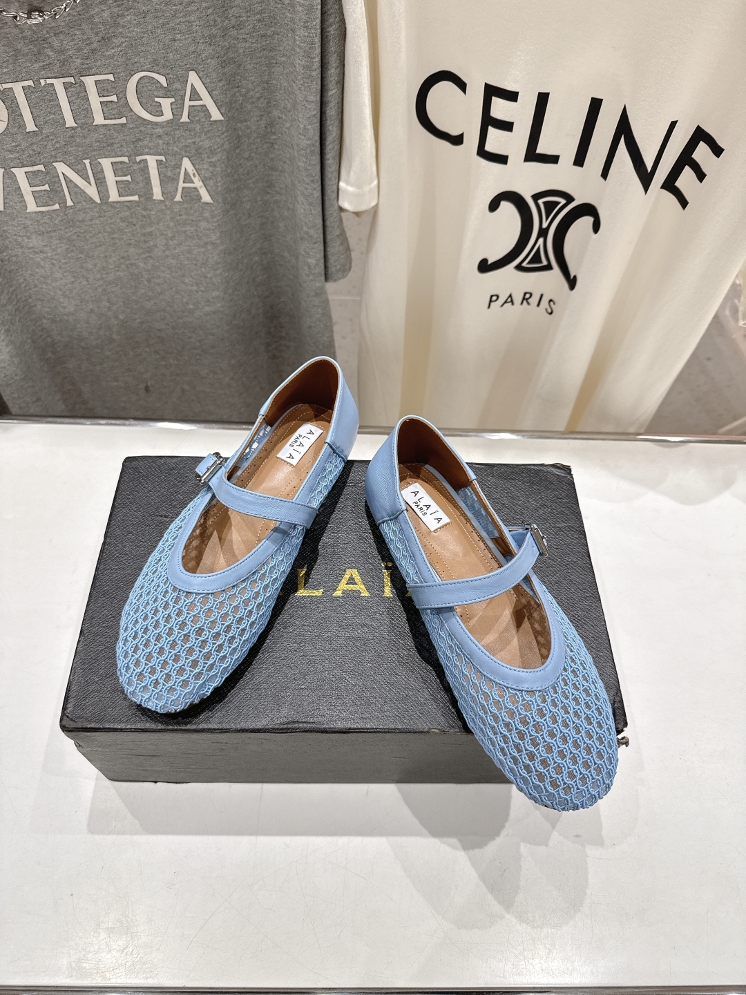 ALAIA 알라이아 메쉬 발레리나 플랫 슈즈 신발