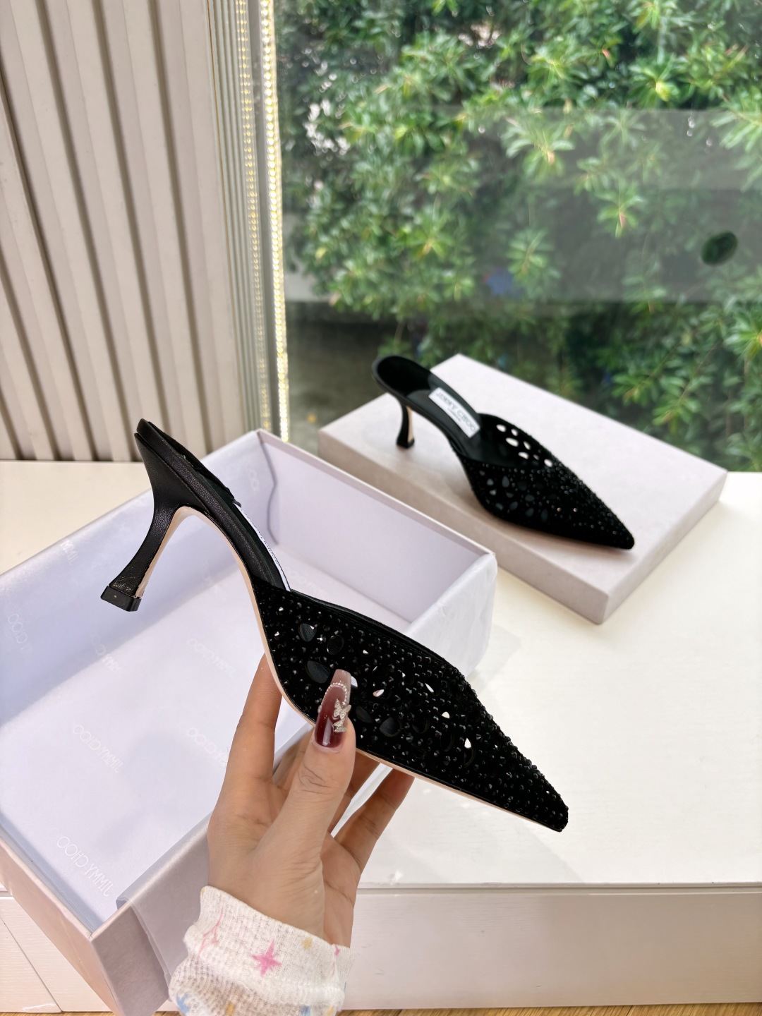 Jimmy Choo 지미추 플라워 굽 샌들 신발