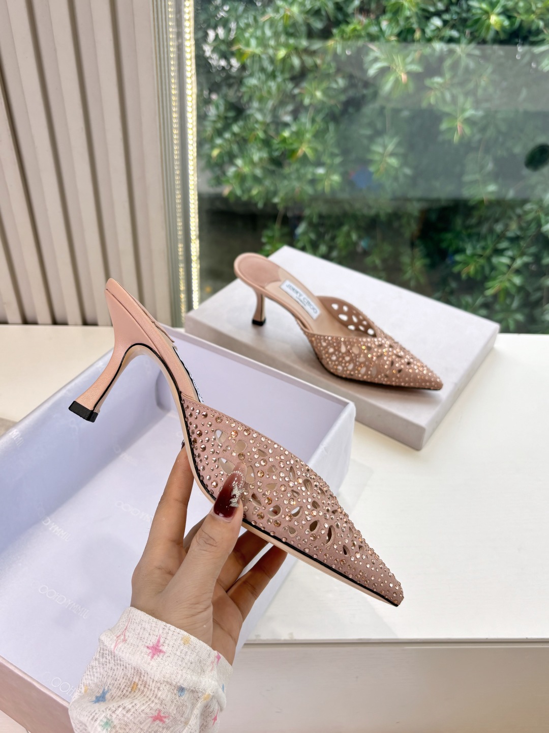 Jimmy Choo 지미추 플라워 굽 샌들 신발