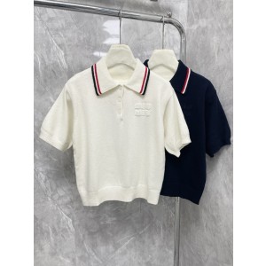 miumiu 미우미우 폴로 카라 반팔 니트 탑 상의 의류