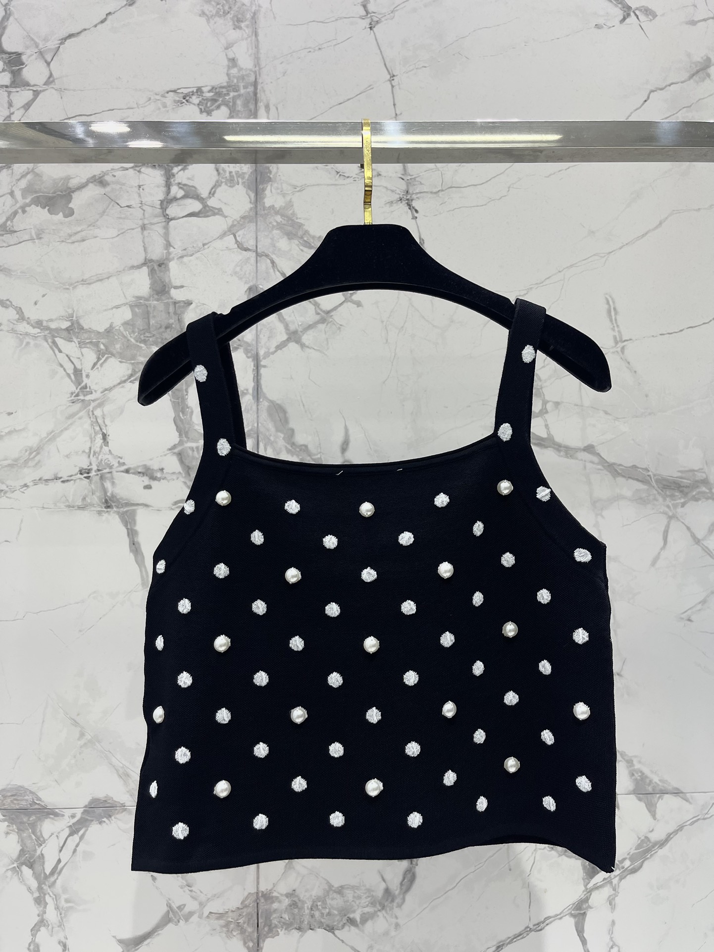 Chanel 샤넬 진주 비즈 도트 니트 민소매 탑 의류