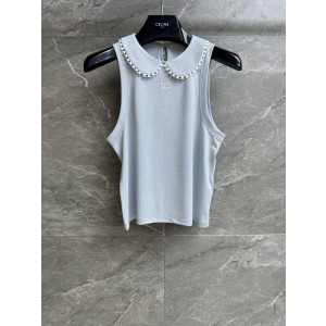 Celine 셀린느 카라 민소매 블라우스 탑 상의 의류