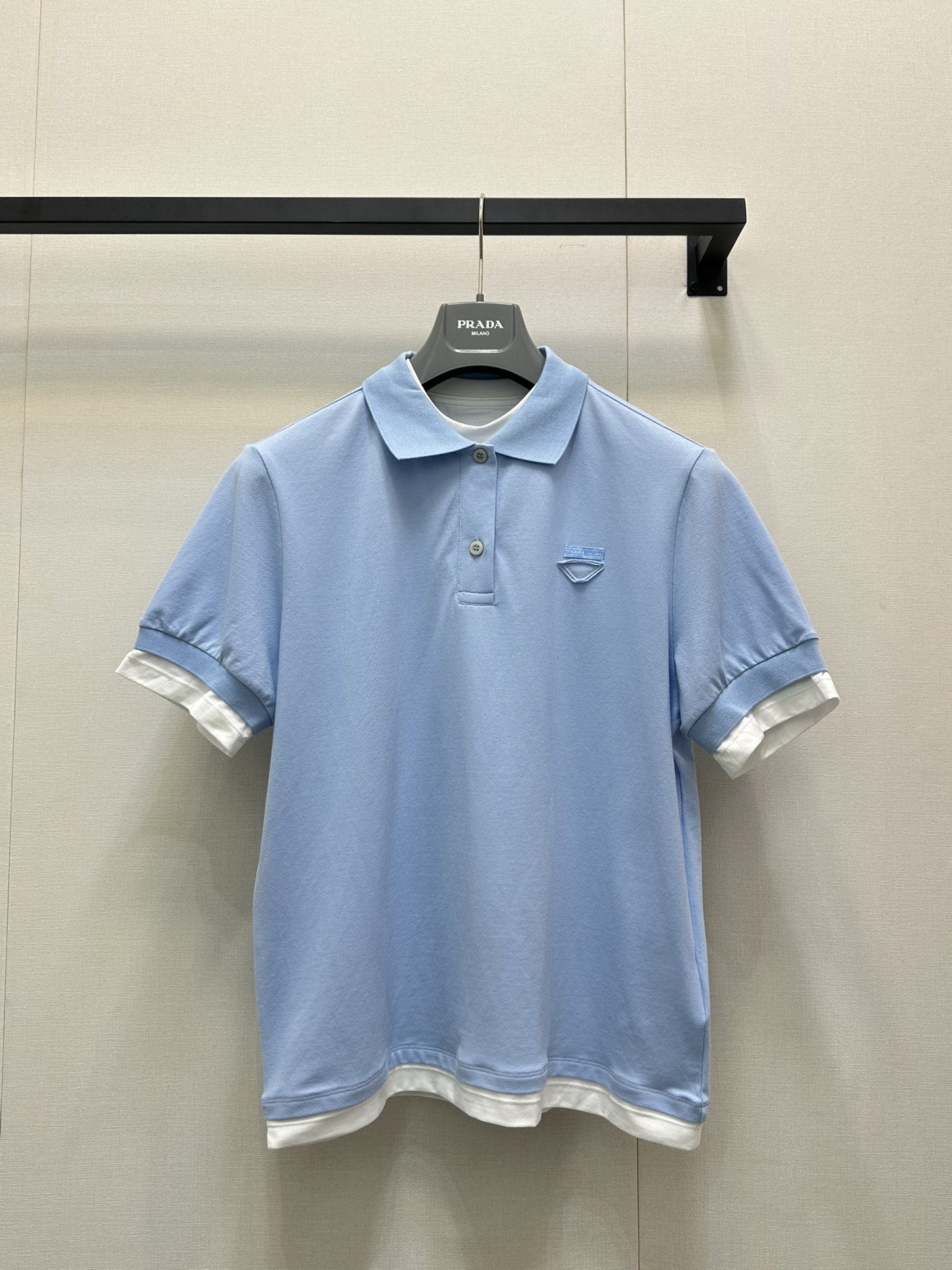 PRADA 프라다 페이크 레이어드 피케 반팔티 의류