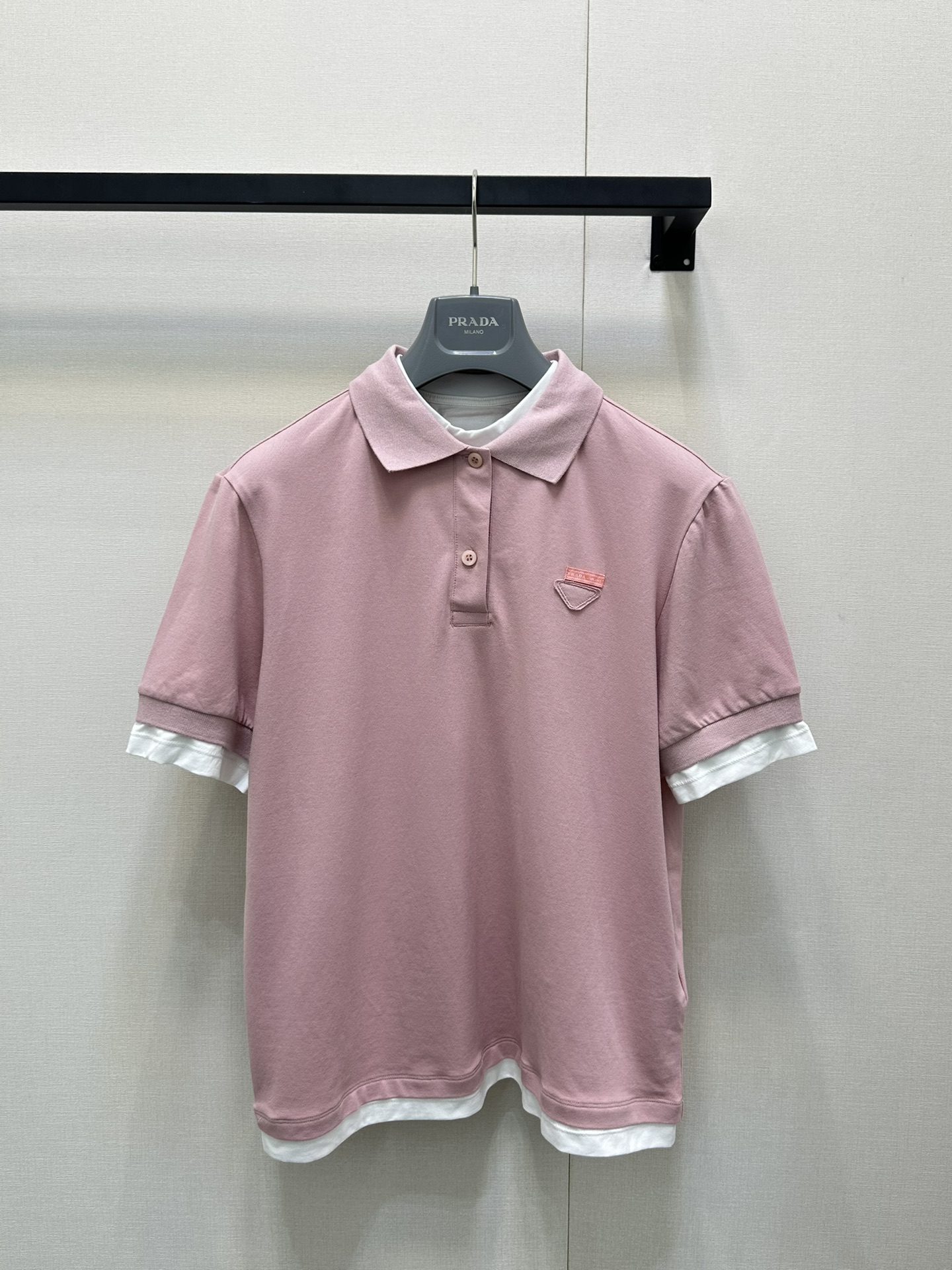 PRADA 프라다 페이크 레이어드 피케 반팔티 의류