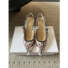 Dior CD 디올 클래식 멀티컬러 자수 프린트 하이힐 구두 신발
