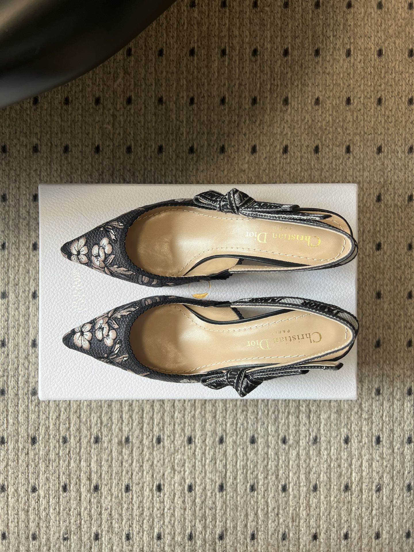 Dior CD 디올 클래식 멀티컬러 자수 프린트 하이힐 구두 신발