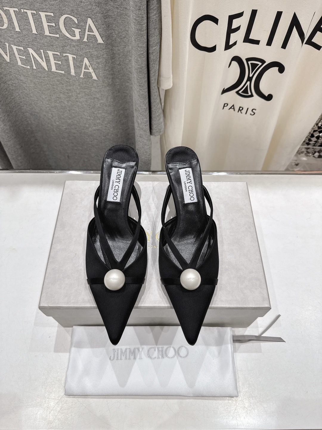 JIMMY CHOO 지미추 미니멀 포인티드 토 슬링백 뮬 힐 구두 신발