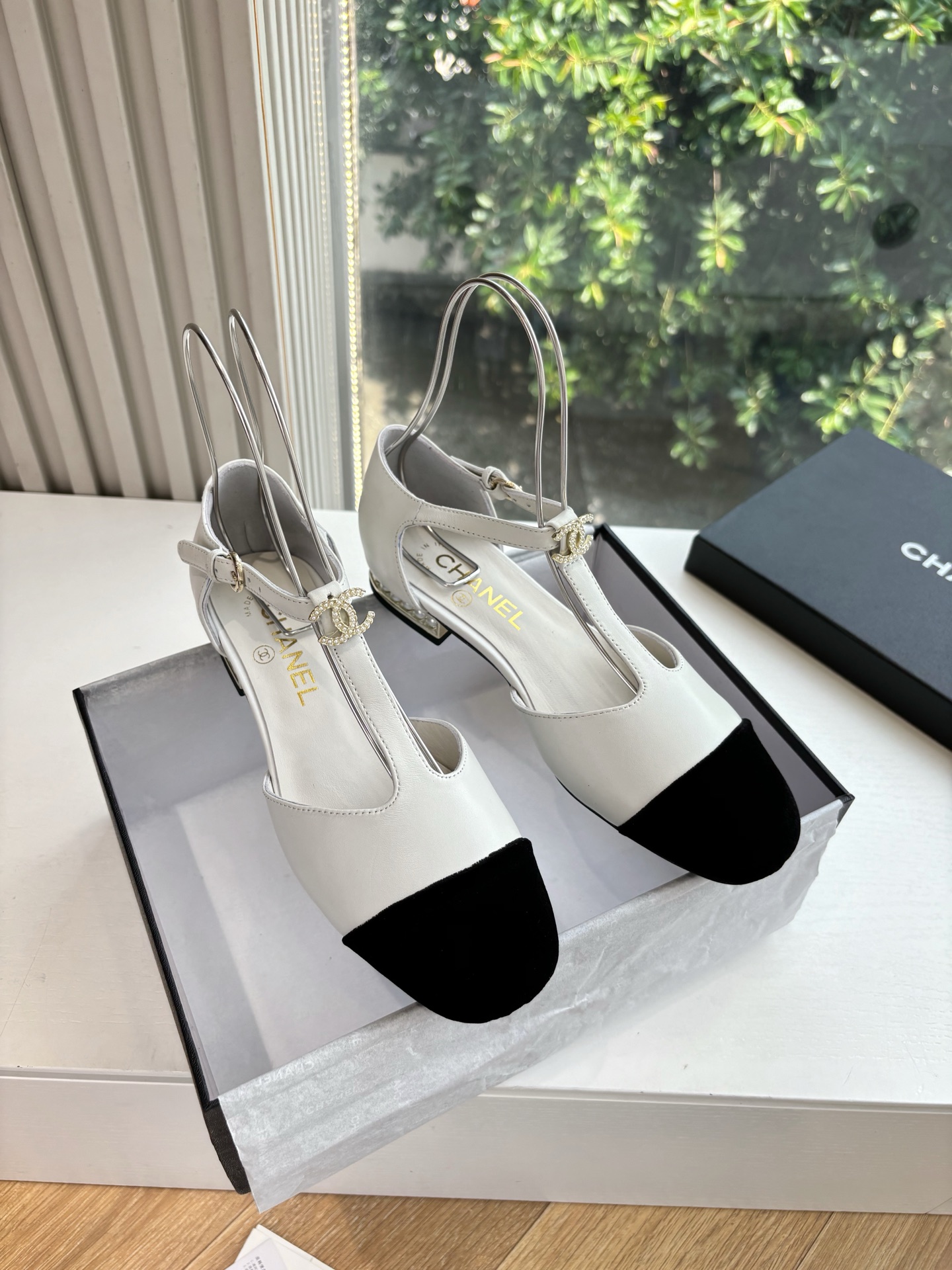 CHANEL 샤넬 트위드 메리제인 앞코 샌들 신발