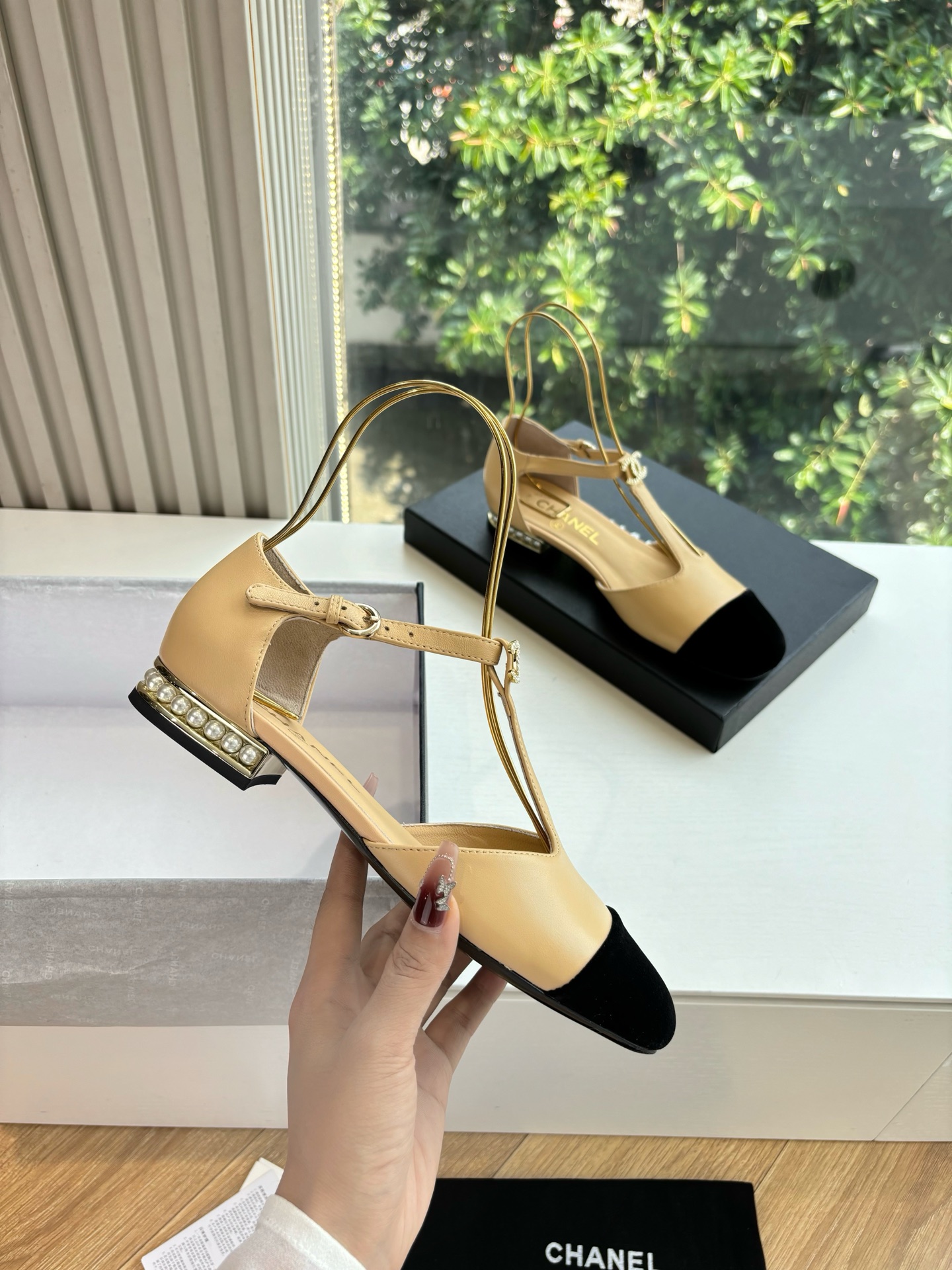 CHANEL 샤넬 트위드 메리제인 앞코 샌들 신발