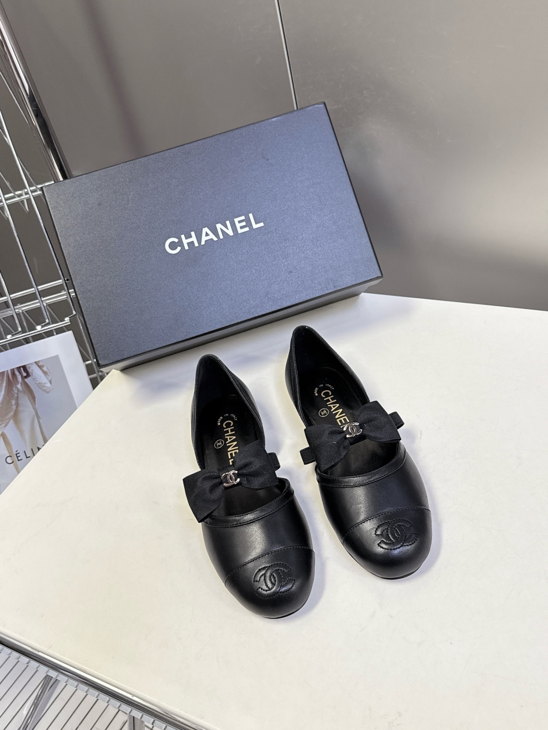CHANEL 샤넬 리본 포인트 플랫 슈즈 단화 구두 신발
