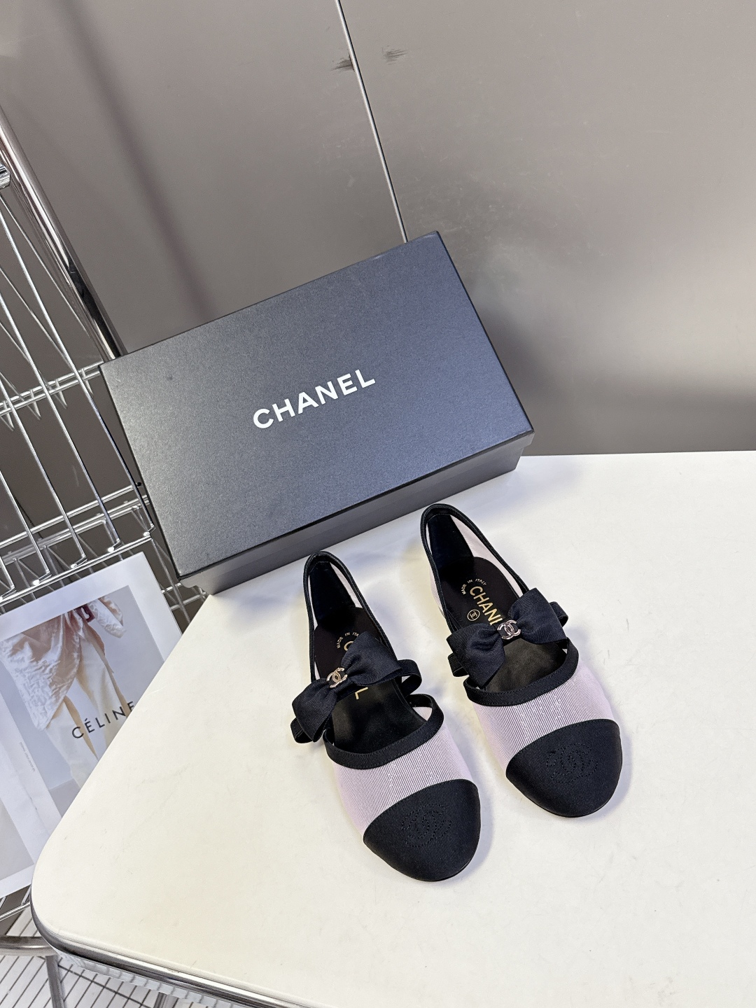 CHANEL 샤넬 리본 포인트 플랫 슈즈 단화 구두 신발