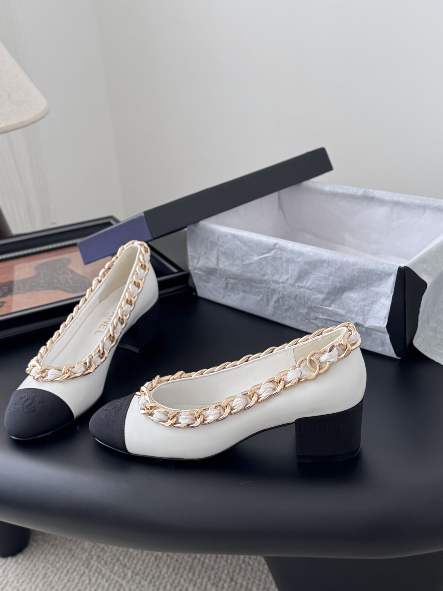 Chanel 샤넬 체인 더블 굽 구두 신발