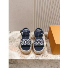 LV 루이비통 통굽 페이턴트 가죽 플랫폼 샌들 신발