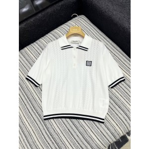 miumiu 미우미우 카라형 펀칭 니트 반팔 상의 의류