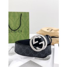 GUCCI 구찌 남성용 PVC + 가죽 GG 로고 벨트