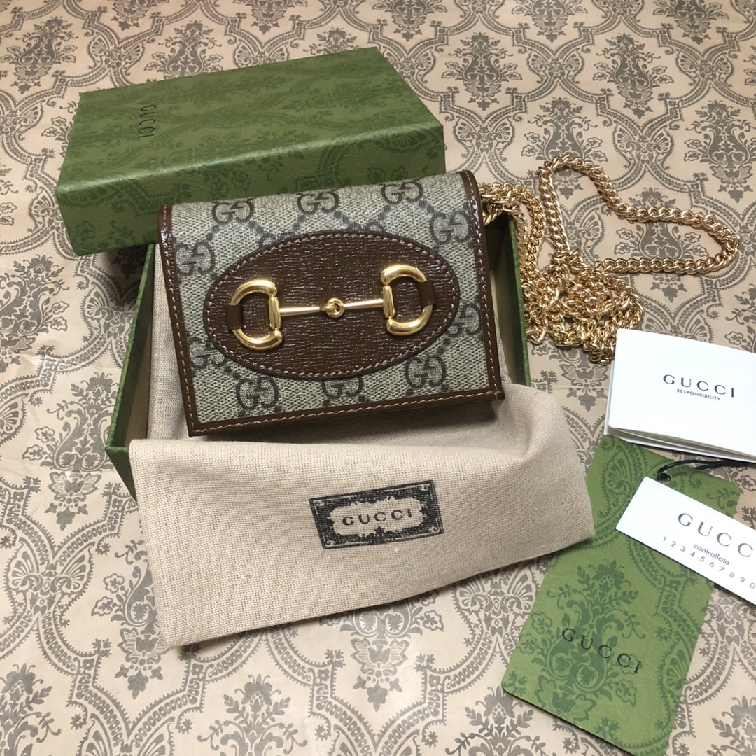 GUCCI 구찌 1955 홀스빗 카드지갑 체인백 지갑