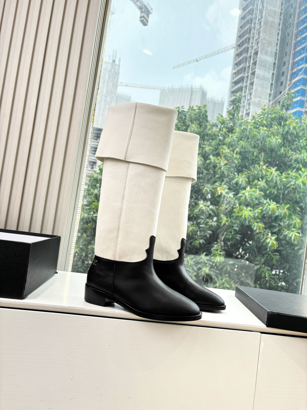 CHANEL 샤넬 로고 라이더 롱 부츠 신발