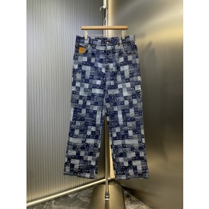 LV 루이비통 Louis Vuitton 데님 체크 자수 팬츠 바지 의류