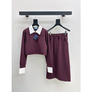 PRADA 프라다 긴팔 상의 + 스커트 치마 캐주얼 세트업 의류