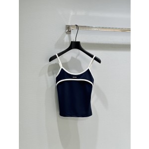 miumiu 미우미우 배색 스트라이프 민소매 끈 나시 의류