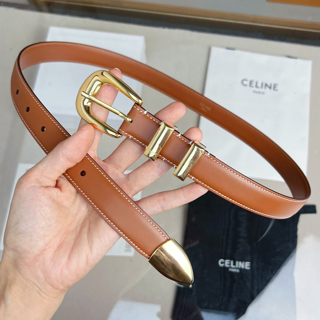 Celine 셀린느 WESTERN 미디엄 스무스 소가죽 벨트