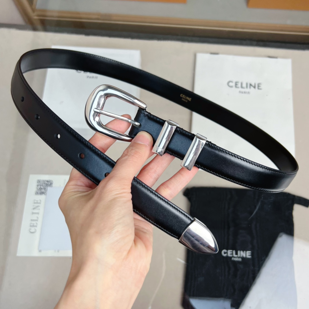 Celine 셀린느 WESTERN 미디엄 스무스 소가죽 벨트
