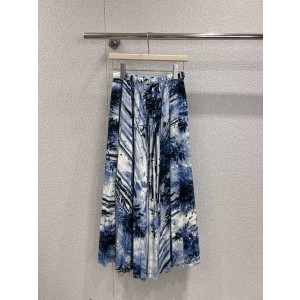 Dior CD 디올 야자수 풍경 블루 플리츠 스커트 치마 의류