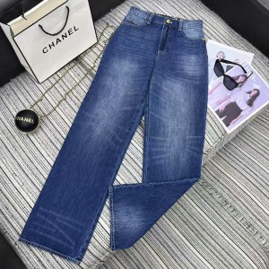 Chanel 샤넬 프린트 & 메탈 장식 데님 팬츠 청바지 의류