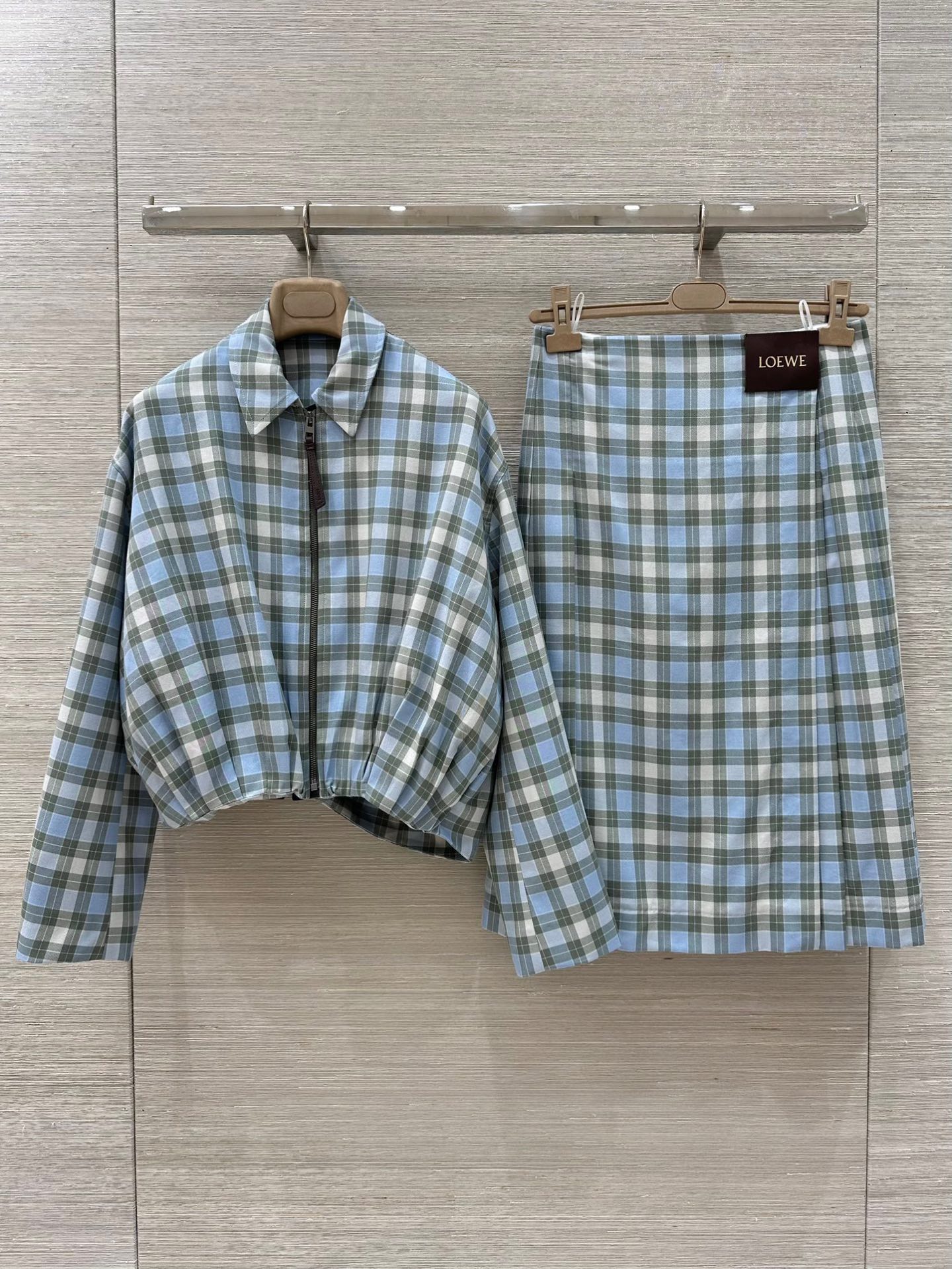 Loewe 로에베 체크 패턴 카라 자켓 의류