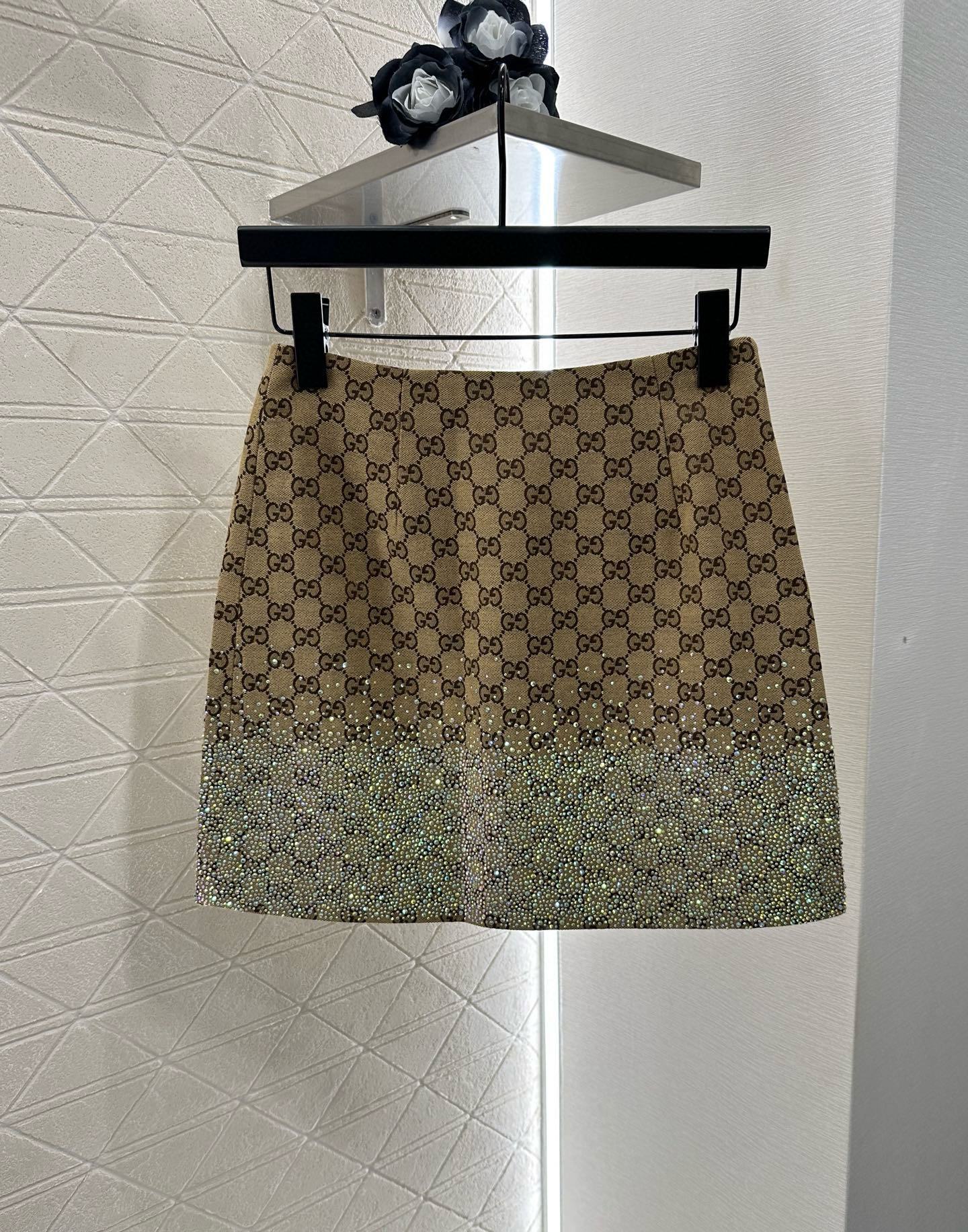 GUCCI 구찌 스톤 장식 반팔 재킷 + 미니스커트 세트 의류