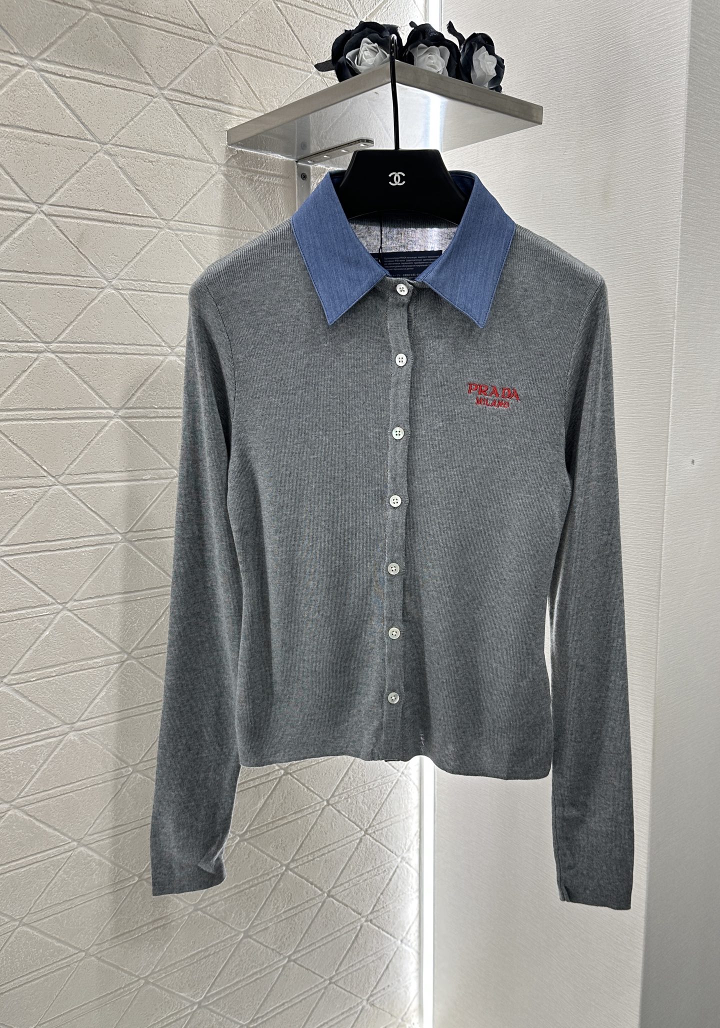 PRADA 프라다 배색 니트 가디건 의류