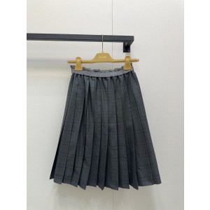 miumiu 미우미우  배색 체크 플리츠 미디 스커트 치마 의류