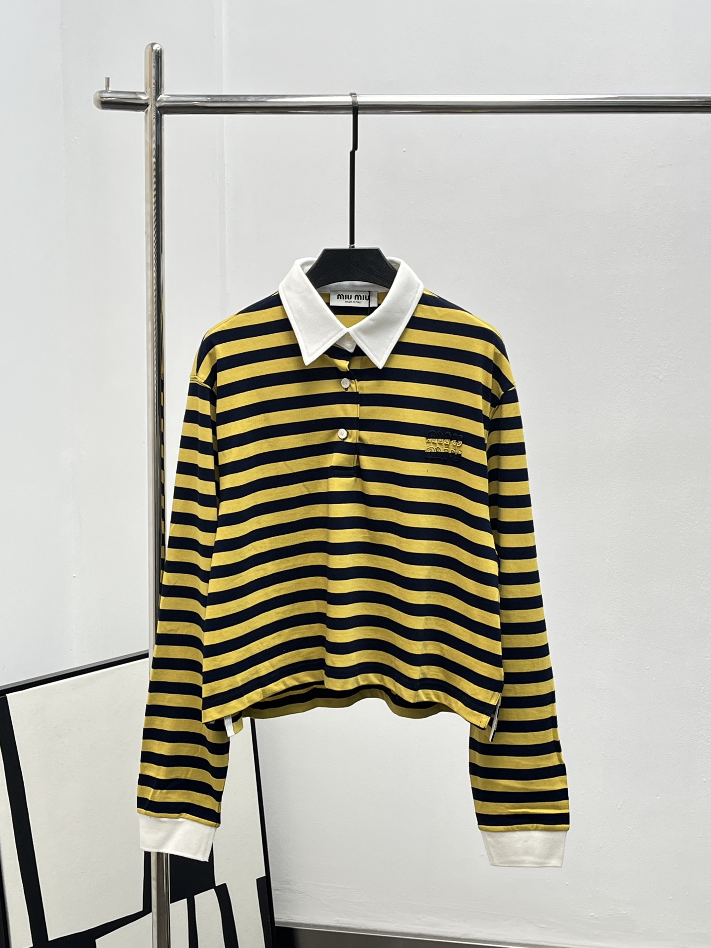 miumiu 미우미우 카라 스트라이프 폴로 긴팔티 의류