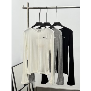 MiuMiu 미우미우 슬림 라운드넥 베이스 레이어 상의 의류