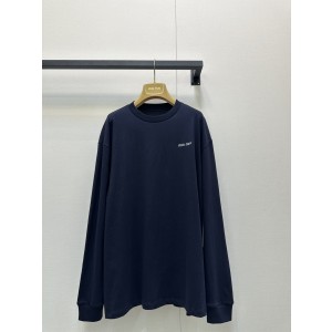 miumiu 미우미우 로고 자수 라운드넥 롱슬리브 티셔츠 의류