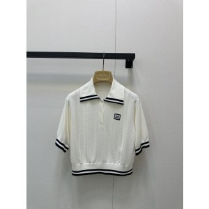 MiuMiu 미우미우 로고 크롭 카라 니트 의류