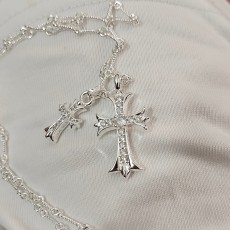 Chrome Hearts CH 크롬하츠 실버 더블 크로스 네크리스 목걸이