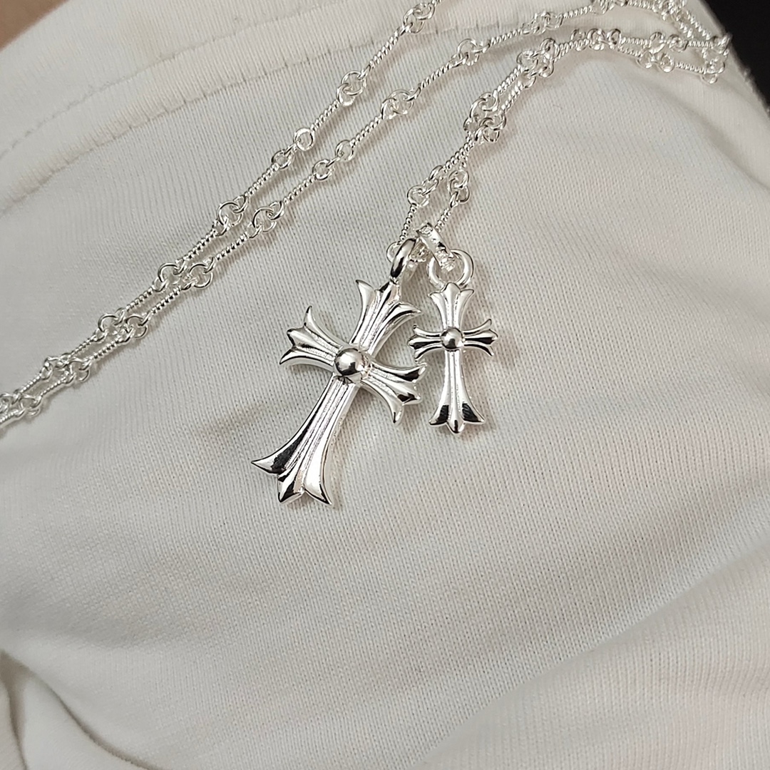 Chrome Hearts CH 크롬하츠 실버 더블 크로스 네크리스 목걸이