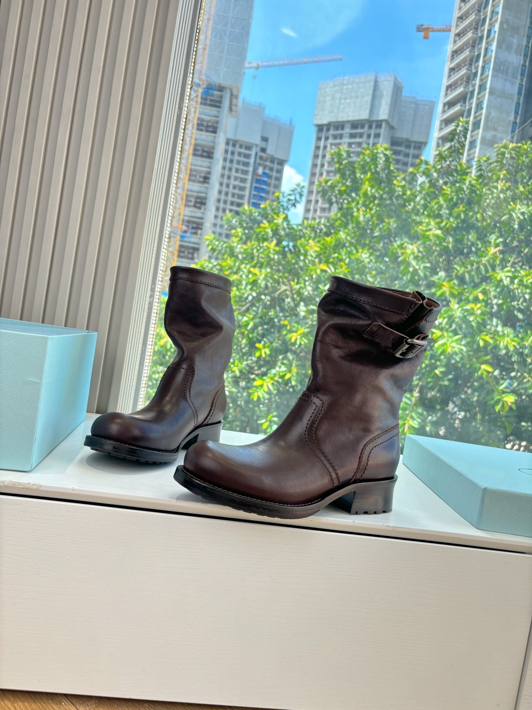 Prada 프라다 첼시 주름 라이더 부츠 신발